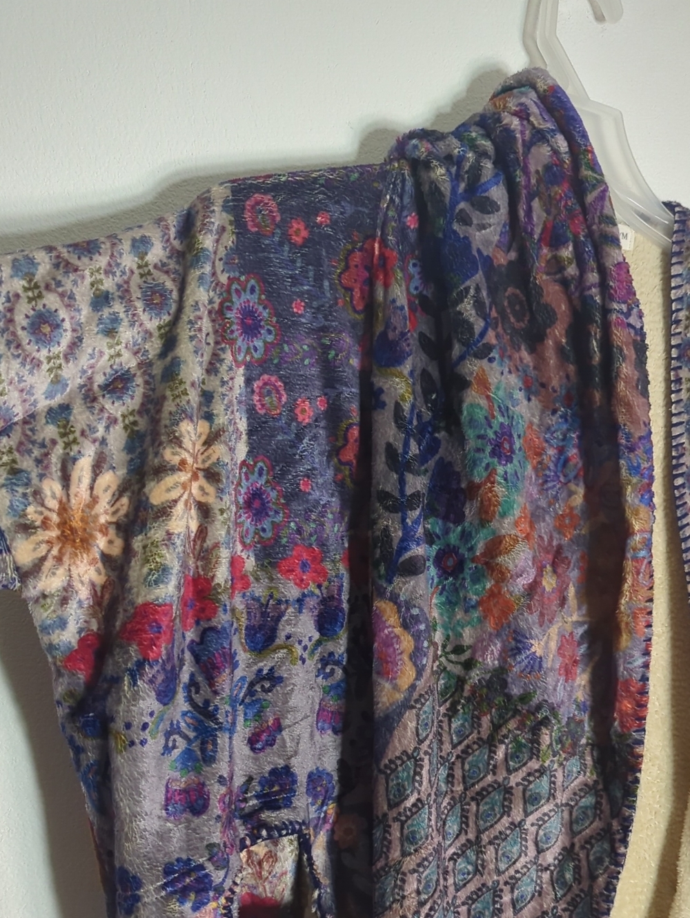 Natural Life Womens Hooded Blanket Robe Boho Jewel Tone Gypsy Floral Medium Smal - Picture 4 of 16